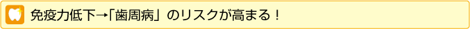 免疫力の低下で歯周病のリスクが高まる